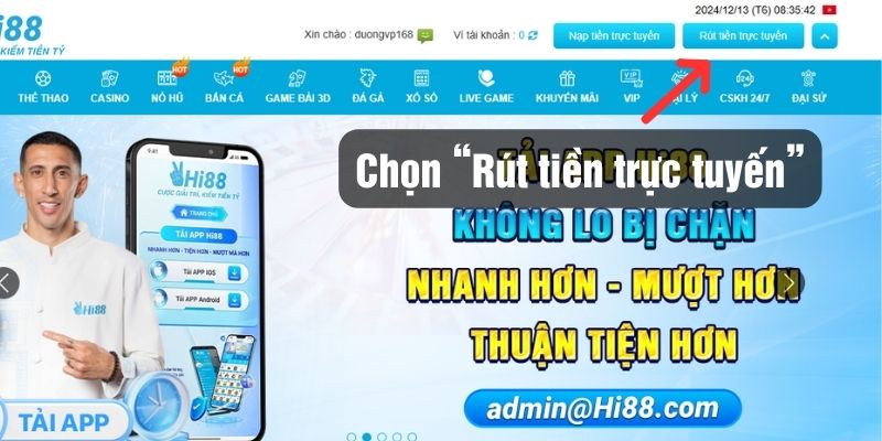 hướng dẫn rút tiền